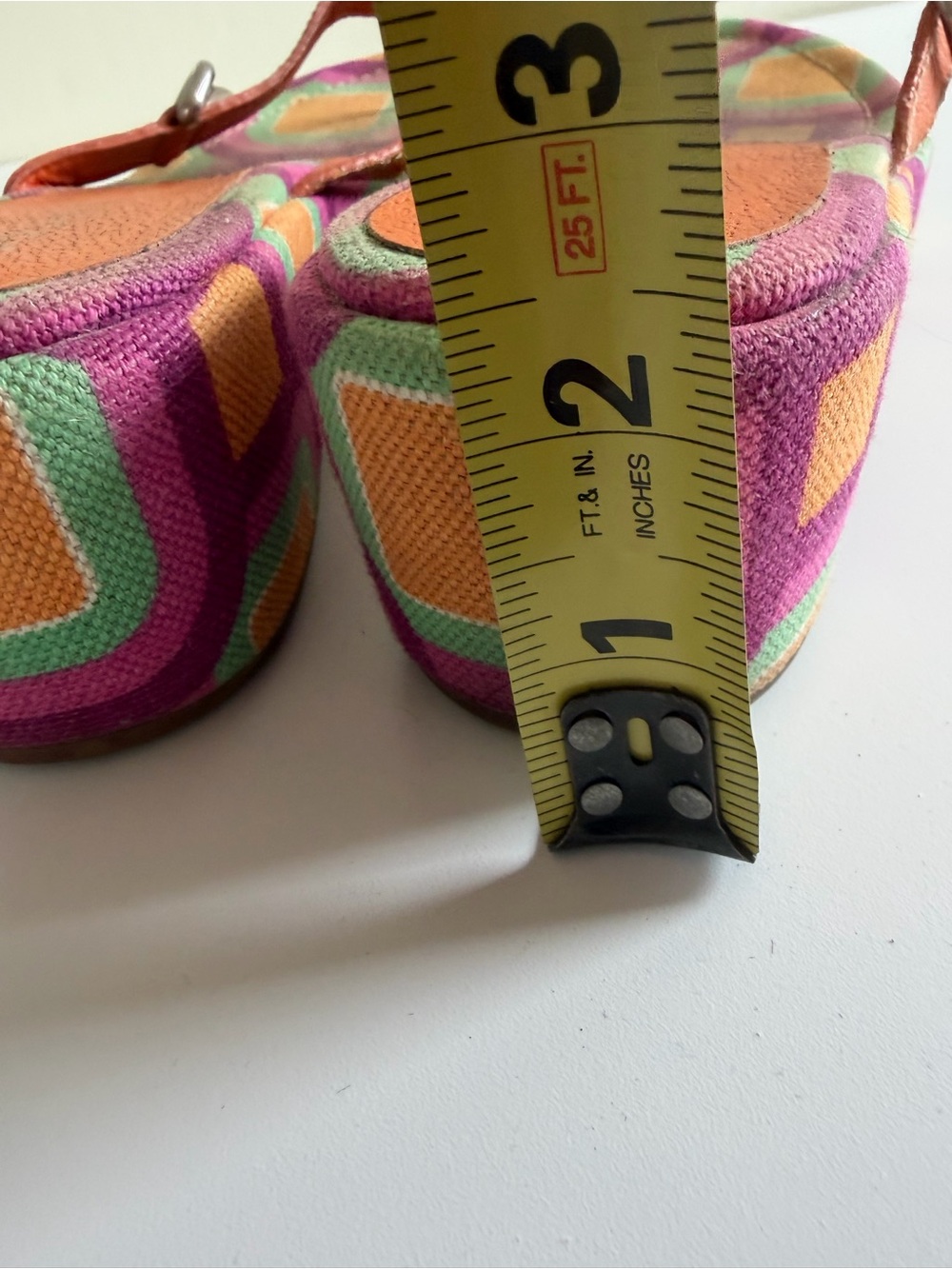 Vintage Prada Women’s Orange & Fuchsia Geometric Wedge Sandal - Picture 6 of 6